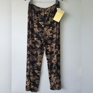 NWT Citiknits Large pull on black pants patterned